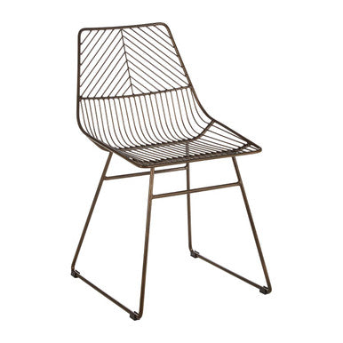 District Dining Chair | Bronze Finish Metal Wire Chair with Tapered Legs