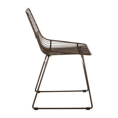 District Dining Chair | Bronze Finish Metal Wire Chair with Tapered Legs