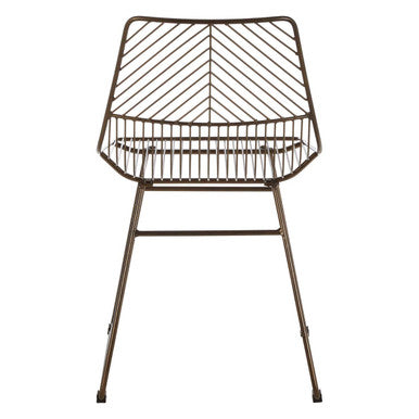 District Dining Chair | Bronze Finish Metal Wire Chair with Tapered Legs