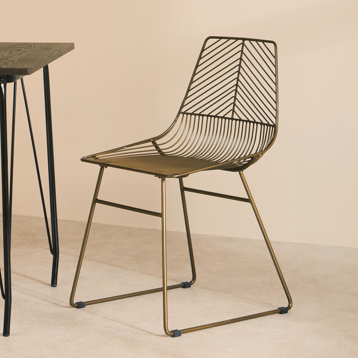 District Dining Chair | Bronze Finish Metal Wire Chair with Tapered Legs