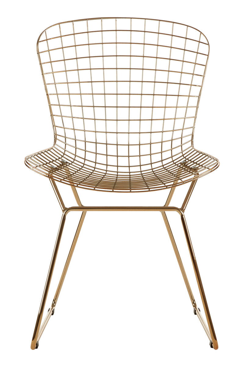 District Wire Dining Chair | Gold Finish Metal Grid Frame Wire Chair
