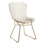District Wire Dining Chair | Gold Finish Metal Grid Frame Wire Chair