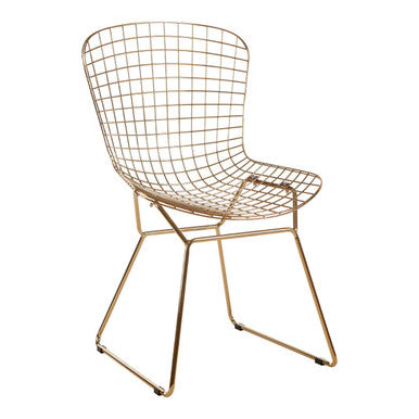 District Wire Dining Chair | Gold Finish Metal Grid Frame Wire Chair