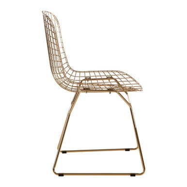 District Wire Dining Chair | Gold Finish Metal Grid Frame Wire Chair