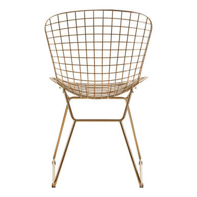 District Wire Dining Chair | Gold Finish Metal Grid Frame Wire Chair