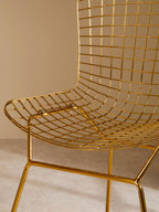 District Wire Dining Chair | Gold Finish Metal Grid Frame Wire Chair