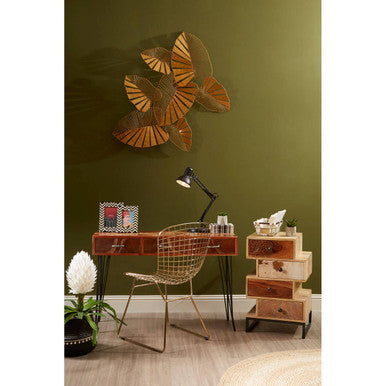 District Wire Dining Chair | Gold Finish Metal Grid Frame Wire Chair