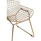 District Wire Dining Chair | Gold Finish Metal Grid Frame Wire Chair