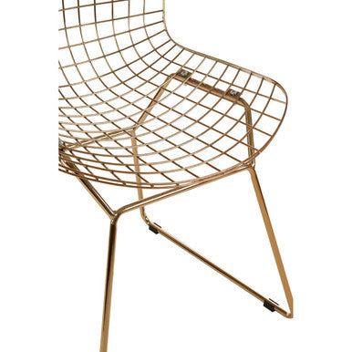 District Wire Dining Chair | Gold Finish Metal Grid Frame Wire Chair