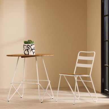 District Elm Wood and White Finish Frame Dining Chair