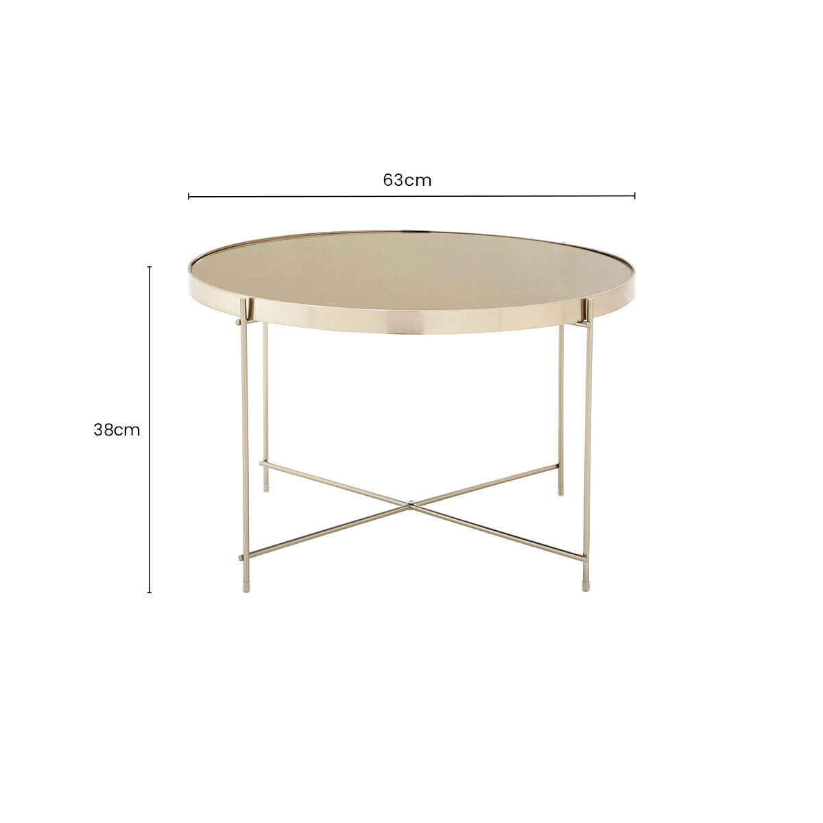 Allure Side Table | Grey Mirrored Glass Round Side Table with Brushed Nickel Frame