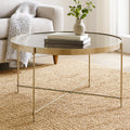 Allure Side Table | Grey Mirrored Glass Round Side Table with Brushed Nickel Frame