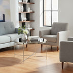 Allure Side Table | Grey Mirrored Glass Round Side Table with Brushed Nickel Frame
