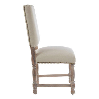 Lyon Dining Chair | Natural Linen and White Wash Oak Wood Dining Chair