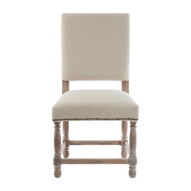 Lyon Dining Chair | Natural Linen and White Wash Oak Wood Dining Chair
