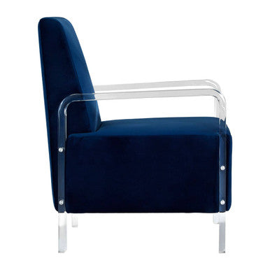 Clarence Armchair | Navy Blue Velvet Armchair with Acrylic Legs