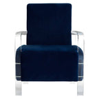 Clarence Armchair | Navy Blue Velvet Armchair with Acrylic Legs