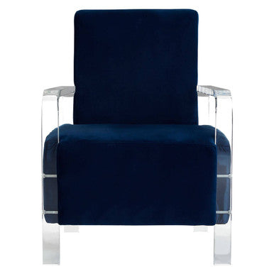 Clarence Armchair | Navy Blue Velvet Armchair with Acrylic Legs
