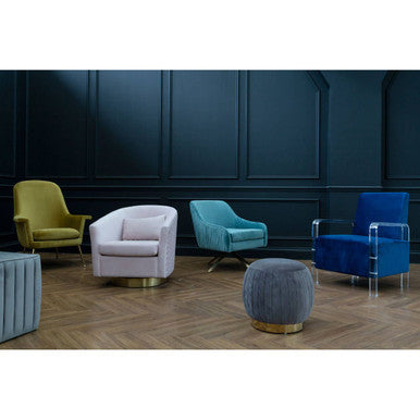 Clarence Armchair | Navy Blue Velvet Armchair with Acrylic Legs