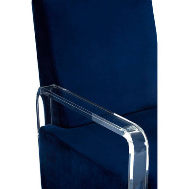 Clarence Armchair | Navy Blue Velvet Armchair with Acrylic Legs