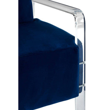 Clarence Armchair | Navy Blue Velvet Armchair with Acrylic Legs