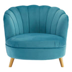 Orlina Accent Chair | Blue Velvet Scalloped Curved Chair