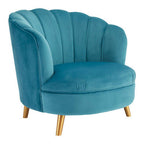 Orlina Accent Chair | Blue Velvet Scalloped Curved Chair