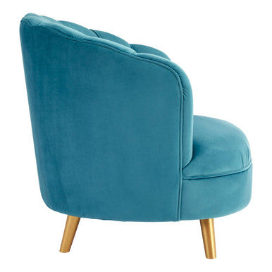 Orlina Accent Chair | Blue Velvet Scalloped Curved Chair