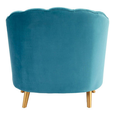 Orlina Accent Chair | Blue Velvet Scalloped Curved Chair
