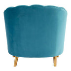 Orlina Accent Chair | Blue Velvet Scalloped Curved Chair