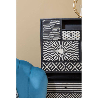 Orlina Accent Chair | Blue Velvet Scalloped Curved Chair