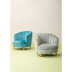 Orlina Accent Chair | Blue Velvet Scalloped Curved Chair