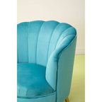 Orlina Accent Chair | Blue Velvet Scalloped Curved Chair