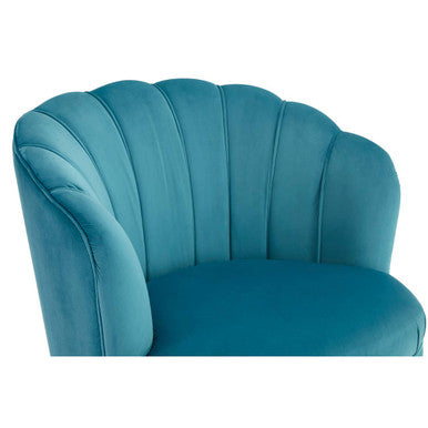 Orlina Accent Chair | Blue Velvet Scalloped Curved Chair