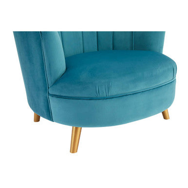 Orlina Accent Chair | Blue Velvet Scalloped Curved Chair