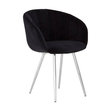 Vogue Dining Chair | Black Velvet Dining Chair with Silver Finish Frame