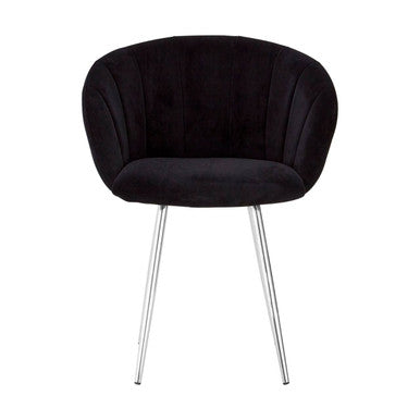 Vogue Dining Chair | Black Velvet Dining Chair with Silver Finish Frame