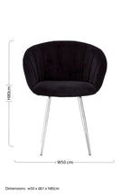 Vogue Dining Chair | Black Velvet Dining Chair with Silver Finish Frame