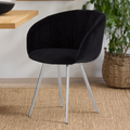Vogue Dining Chair | Black Velvet Dining Chair with Silver Finish Frame
