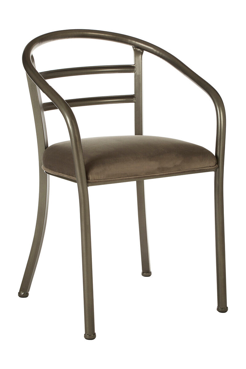 New Foundry Dining Chair | Brown Fabric Curved Dining Chair