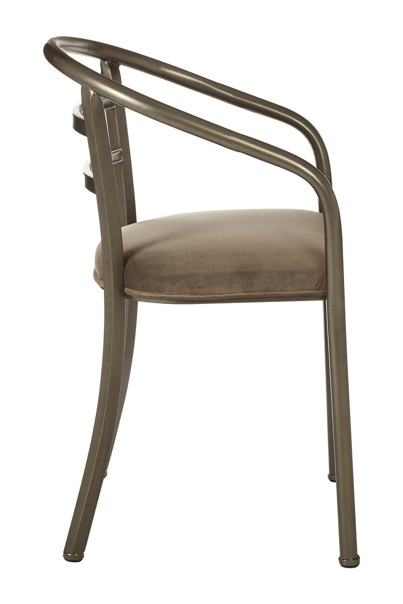 New Foundry Dining Chair | Brown Fabric Curved Dining Chair