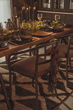 New Foundry Dining Chair | Brown Fabric Curved Dining Chair