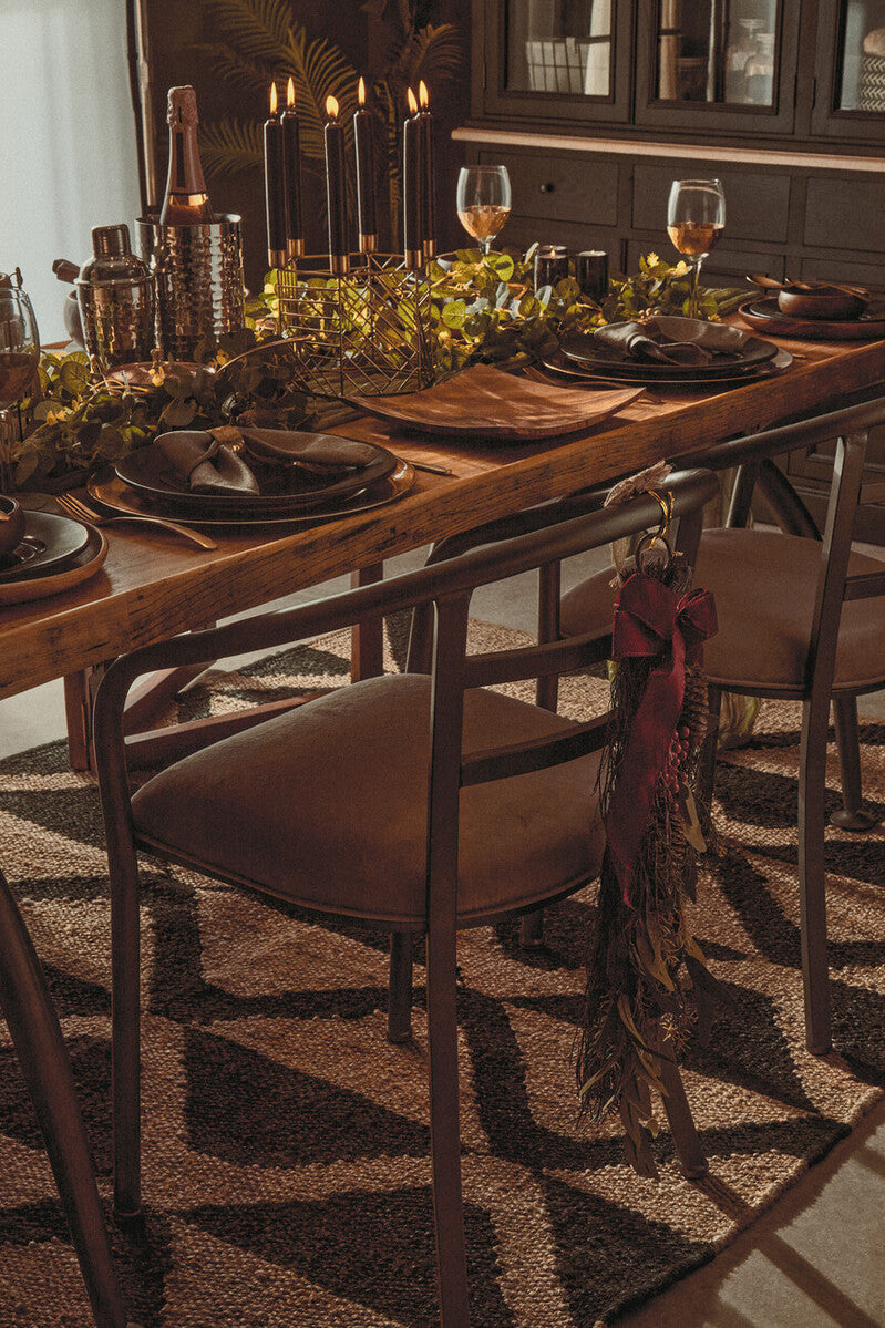 New Foundry Dining Chair | Brown Fabric Curved Dining Chair