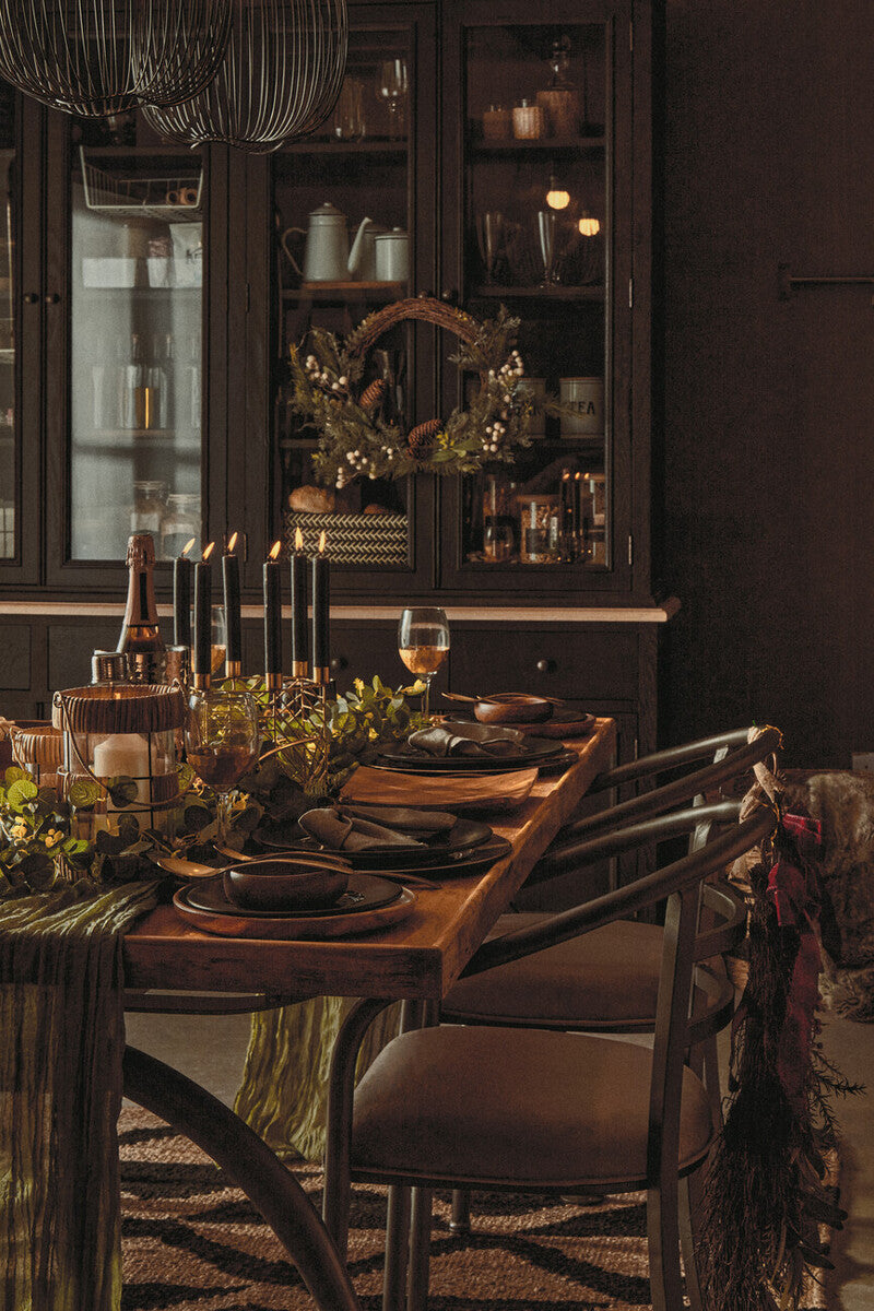 New Foundry Dining Chair | Brown Fabric Curved Dining Chair