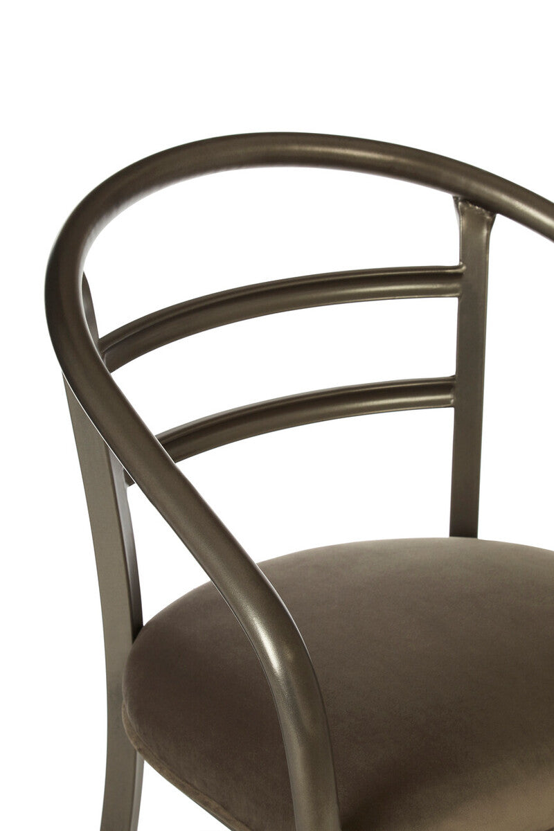 New Foundry Dining Chair | Brown Fabric Curved Dining Chair