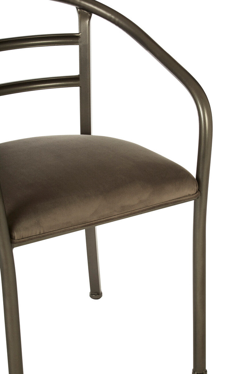 New Foundry Dining Chair | Brown Fabric Curved Dining Chair