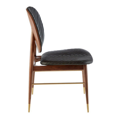 Kenso Dining Chair | Black Leather and Walnut Wood Dining Chair