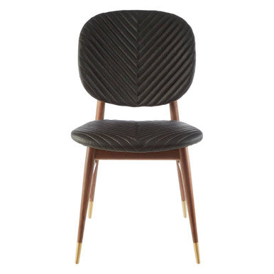 Kenso Dining Chair | Black Leather and Walnut Wood Dining Chair