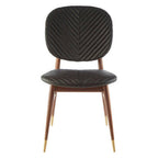 Kenso Dining Chair | Black Leather and Walnut Wood Dining Chair