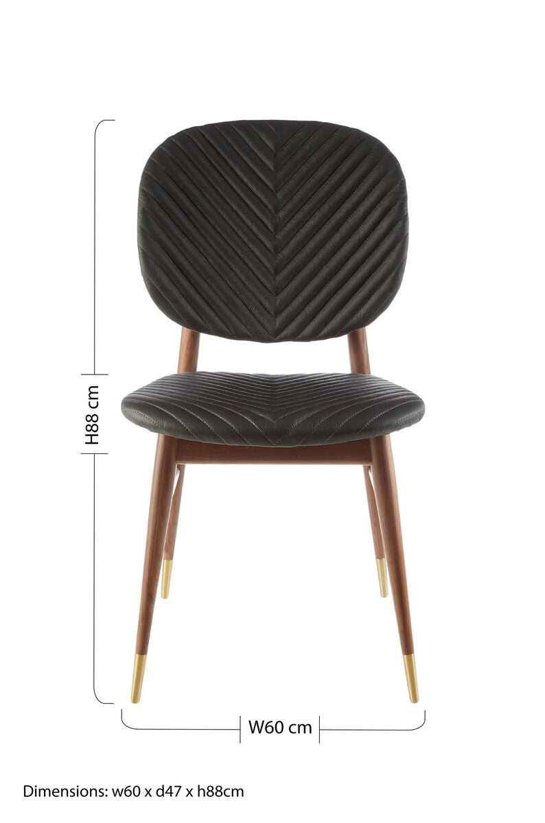 Kenso Dining Chair | Black Leather and Walnut Wood Dining Chair